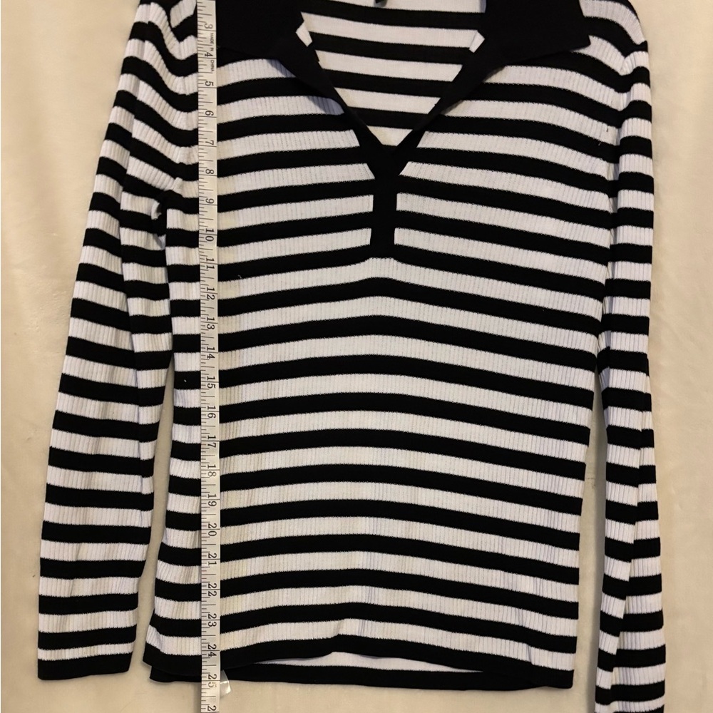 Talbots Black and White Striped Blouse - Picture 9 of 9